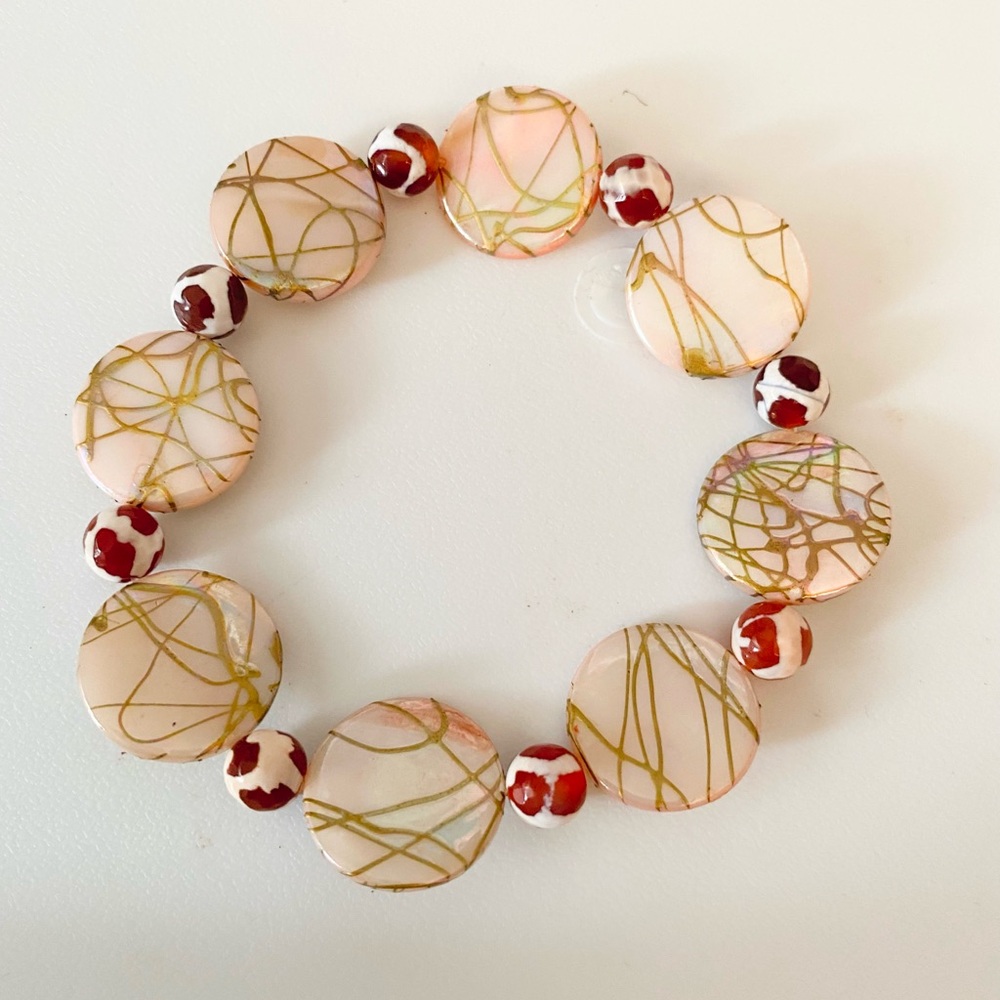 Elegant Pink and Gold Bracelet and Earrings